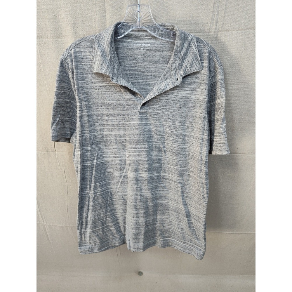 Banana Republic Mens Grey Space Dye Short‎ Sleeve Polo Shirt Size M